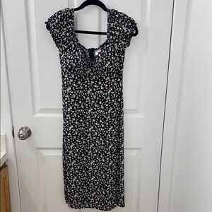No Boundaries Black and White Floral Midi Dress